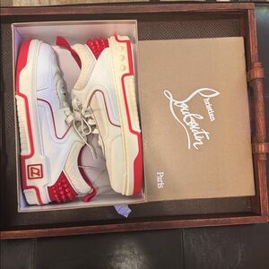 Christian Louboutin Red and White Athletic Shoes
